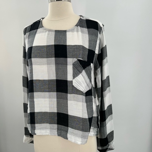 Cloth & Stone Black & White Checkered Blouse Ladies Size Medium - Picture 1 of 8